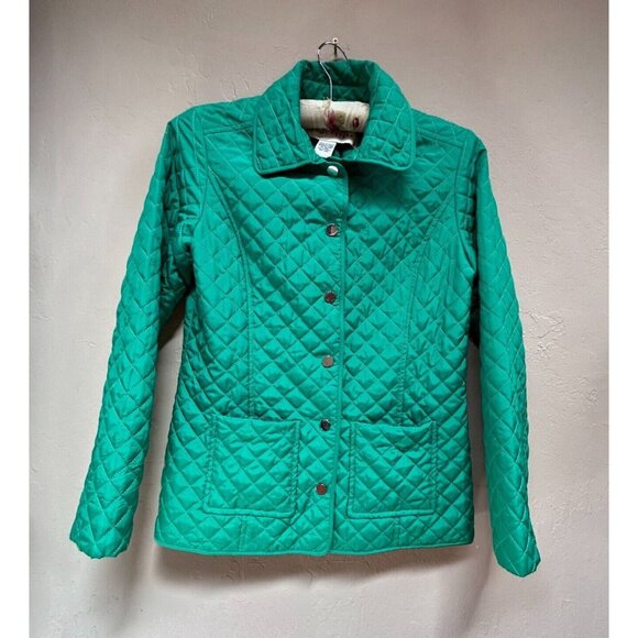 Doncaster Jackets & Blazers - Doncaster Womens Green Quilted Jacket  Size 2 Lightweight Pockets Snap Closure